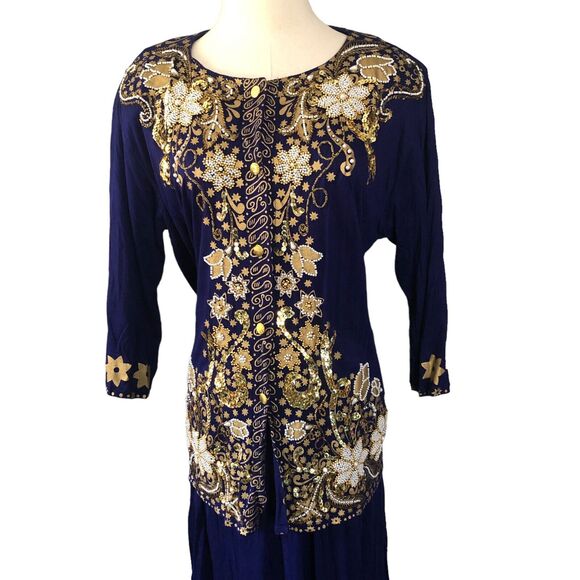 Bali Chic Vintage Skirt Set Large Beaded Sequined Boho Large - Picture 7 of 14